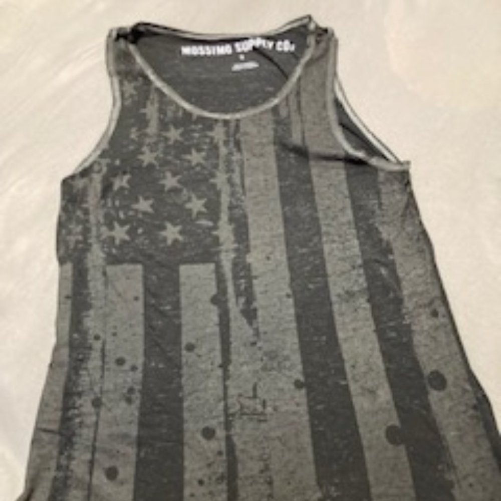 Mossimo Black/Grey Flag Tank Top